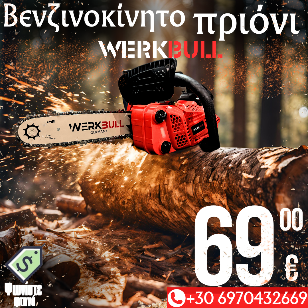 Γερμανικό αλυσοπρίονο 30cm WerkBull + δύο αλυσίδες δώρο και λάδι