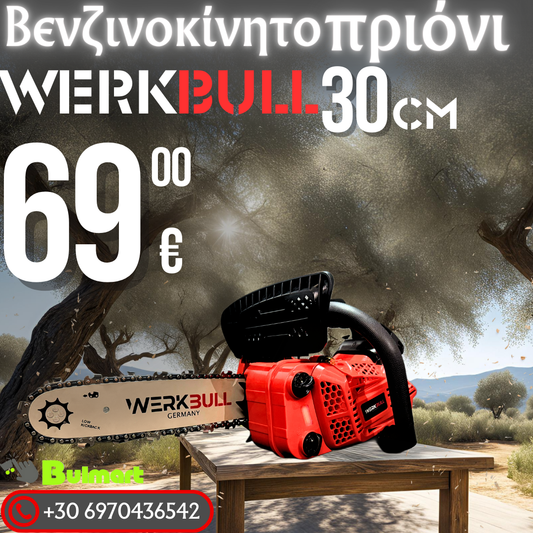 Γερμανικό αλυσοπρίονο 30cm WerkBull + δύο αλυσίδες δώρο και λάδι