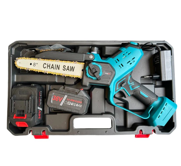 Γερμανικό Επαναφορτιζόμενο Αλυσοπρίονο Brushless 25cm με Αυτόματη Λίπανση και Οθόνη Επίπεδου Μπαταρίας + Δύο Σκληρυμένες Αλυσίδες
