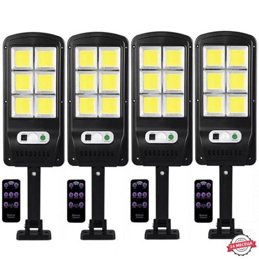 4 τεμάχια LED COB Λαμπτήρας ηλιακού αισθητήρα 100W + τηλεχειριστήριο και βάση